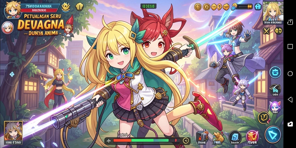 Screenshot utama menampilkan aksi seru dalam gameplay Anime.