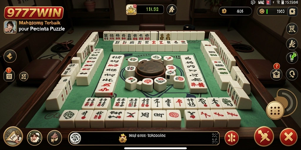 Gambar gameplay 9777WIN menampilkan suasana Mahjong yang seru dan interaktif.