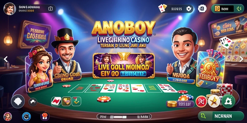 Tampilan gameplay Live Casino yang mendebarkan di ANOBOY.