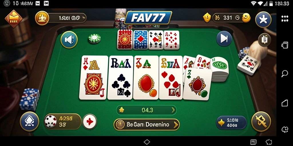 Tampilan menarik dari gameplay Domino FAV77 yang seru.