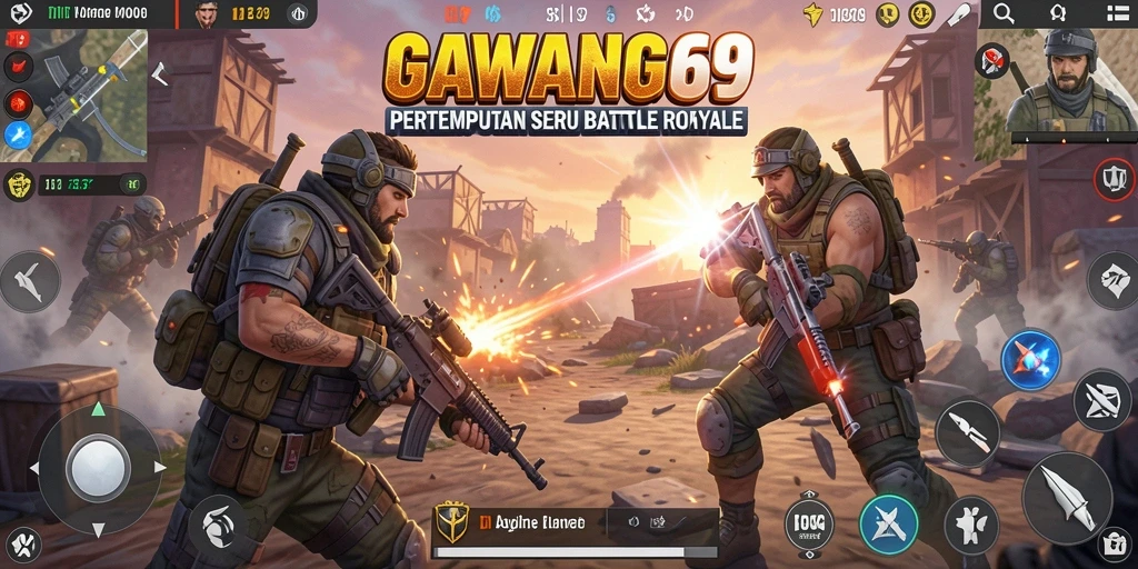 Screenshot utama GAWANG69 menampilkan aksi pertempuran seru.
