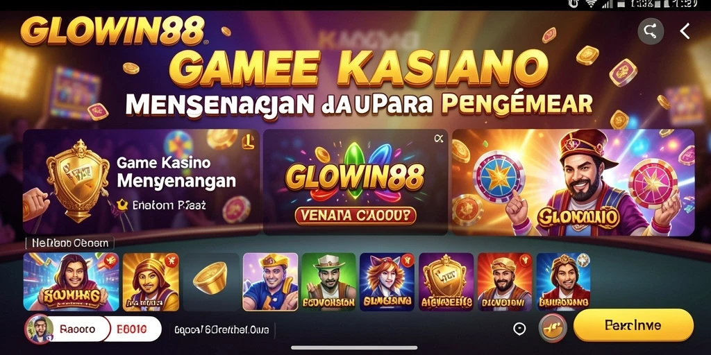 Tampilan gameplay seru di GLOWIN88 dengan berbagai permainan Kasino.