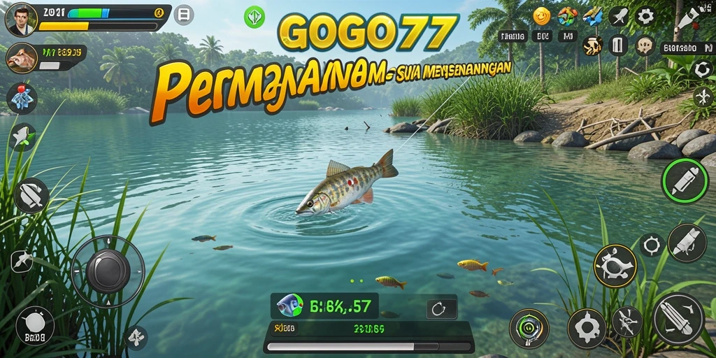 Screenshot gameplay GOGO77 yang menampilkan aksi memancing yang seru.