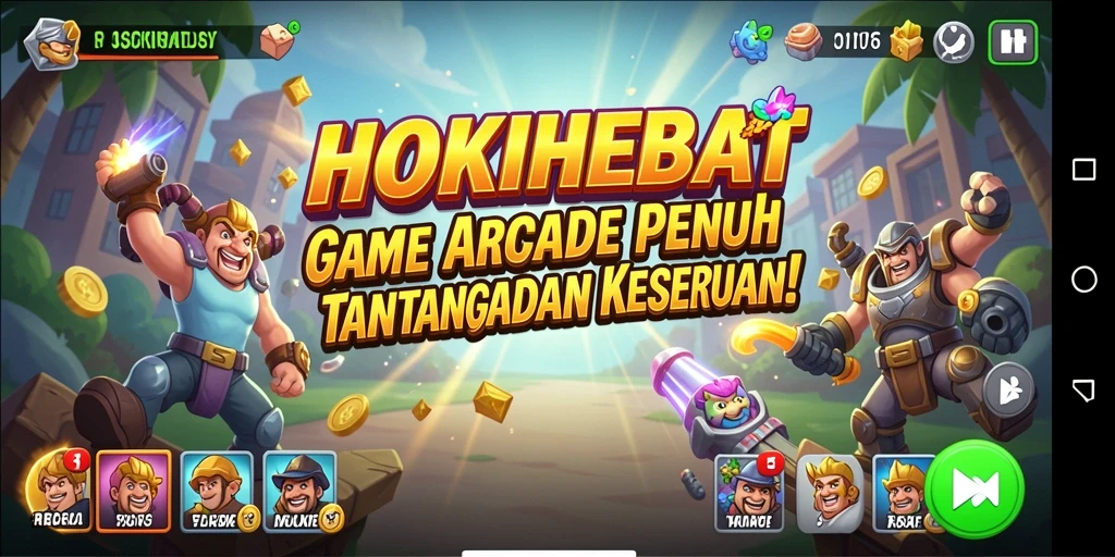 Screenshot utama HOKIHEBAT menunjukkan aksi seru dalam gameplay arcade.