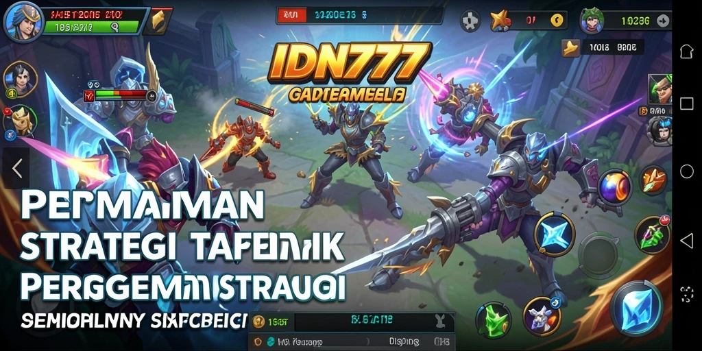 Tangkapan layar utama IDN777 menampilkan aksi intens pertempuran strategi.
