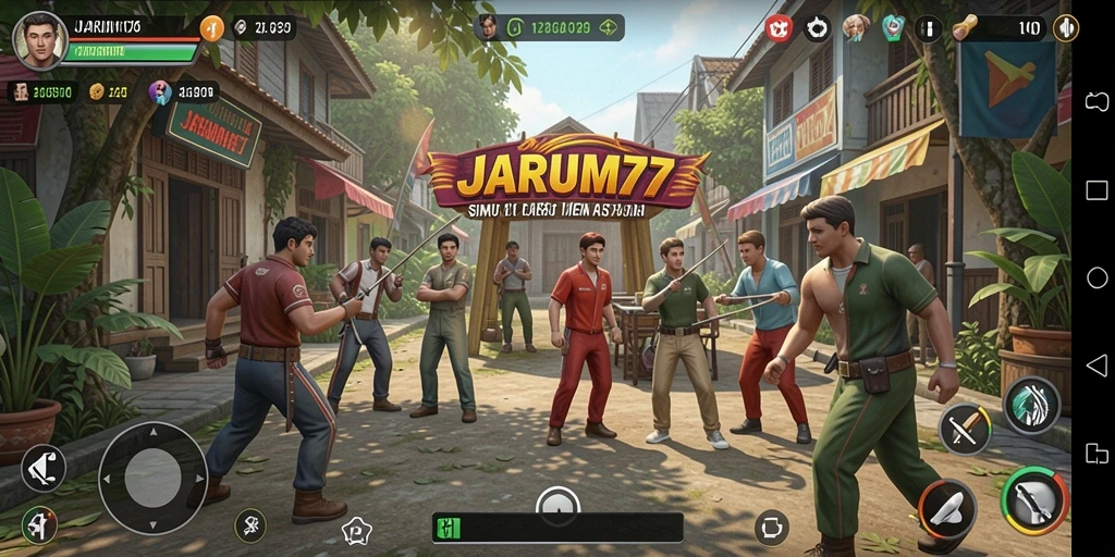 Tangkapan layar menunjukkan aksi seru dalam gameplay JARUM77.