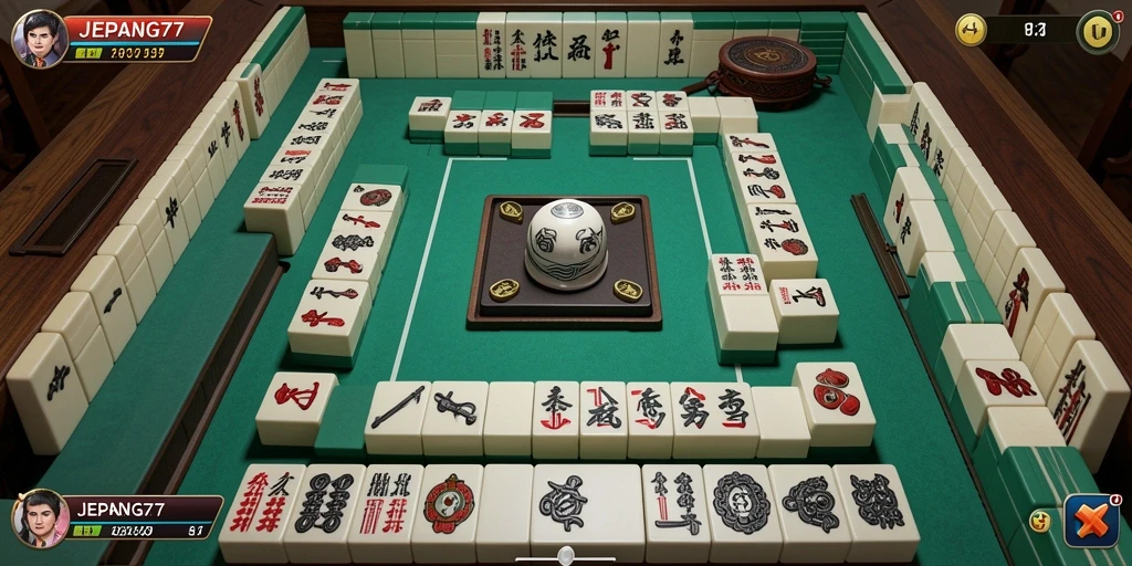Tampilan gameplay menarik dari JEPANG77 menunjukkan kesenangan bermain Mahjong.