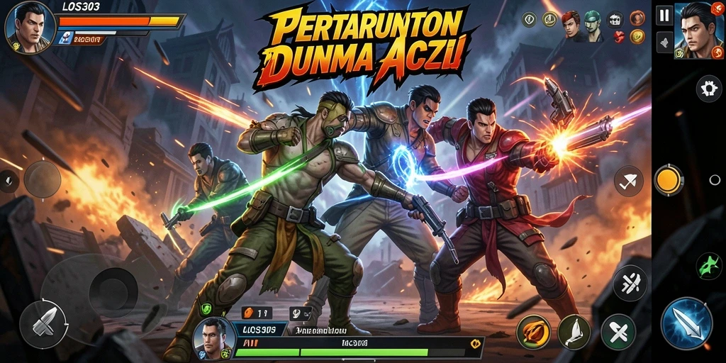 Screenshot menunjukkan pertarungan seru dengan grafis menarik.