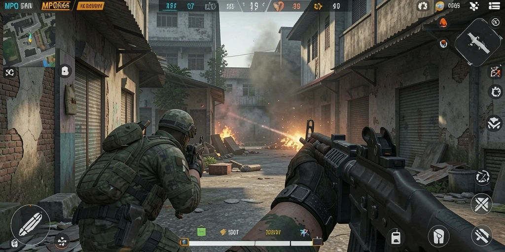 Tampilan gameplay intens dengan karakter FPS di MPO666.