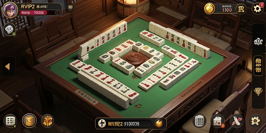 Tampilan gameplay seru RVIP2 dengan ubin Mahjong yang berwarna-warni.